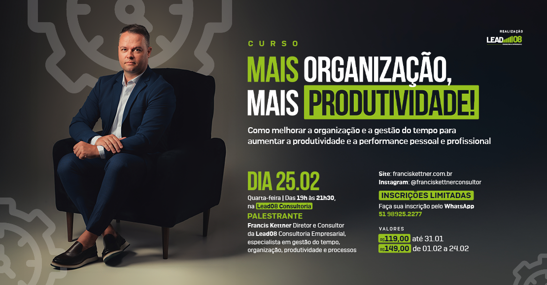 Inscrições abertas para o curso Mais Organização, Mais Produtividade
